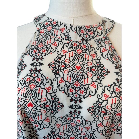 2/$30 Ravish Beyond Size M Halter Neck Top With Black & Red Vintage Design - Picture 4 of 13
